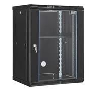 VEVOR Armadietto server montaggio da parete 15U, Armadio per rete con rotelle, Carico a pavimento 226,8 kg, Finestra in vetro temperato serratura, Acciaio al carbonio Q235, per apparecchiature IT