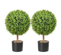 VEVOR Pianta Artificiale in Bosso 2 Alberi 559 mm Piante Finte Topiaria Decorativa con 10 Foglie di Ricambio 4 Farfalle Decorative, per Decorazione Interno Esterno Giardino Terrazzo Balcone Ingresso
