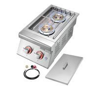 VEVOR 2 bruciatori laterali per barbecue a propano liquido da 17000 BTU per cucina esterna, convertibili in gas naturale, in acciaio inox 304, doppi bruciatori da incasso con LED per barbecue