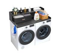 VEVOR 2 Cassetti per Lavatrice e Asciugatrice con Ripiano a 2 Livelli, 137 x 70 cm in Legno con Cuscinetti Antiscivolo, Piano di Appoggio per Lavanderia Resistente all'Acqua per Organizzazione, Nero