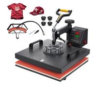 VEVOR 2 in 1 Macchina Digitale Intelligente per Pressa a Caldo, 1500 W 15 x 15 Pollici Macchina Sublimazione Pressa di Calore Girevole a 360 Gradi per Magliette, Cuscini, Borse, Berretti, Cappelli