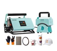 VEVOR 2 in 1 Tumbler e Macchina per Pressatura a Caldo per Cappelli, Mini Pressa a Caldo per Cappelli, Berretti, Bicchieri e Tazze a Sublimazione da 325-887 ml, Controllo Temperatura e Tempo, Verde