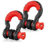 VEVOR Grillo Anello a D 19 mm, 2 Pezzi Grilli in Acciaio Legato 28,5 T Resistenza alla Rottura con Perno a Vite da 222 mm, Isolatori Rondelle, Grillo per Recupero Veicoli Fuoristrada per Jeep, Nero
