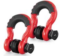 VEVOR Grillo Anello a D 19 mm, 2 Pezzi Grilli in Acciaio Legato 28,5 T Resistenza alla Rottura con Perno a Vite da 222 mm, Isolatori Rondelle, Grillo per Recupero Veicoli Fuoristrada per Jeep, Rosso