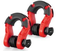 VEVOR Grillo Anello a D 19 mm, 2 Pezzi Grilli in Acciaio Legato 30T Resistenza alla Rottura con Perno a Vite da 22 mm, Isolatori Rondelle, Grillo per Recupero Veicoli Fuoristrada per Jeep, Rosso