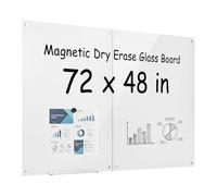 VEVOR 2 Pezzi Lavagna Magnetica in Vetro Cancellabile a Secco 1200 x 900 mm | Bianca, da Parete Senza Cornice, in Vetro Temperato Spesso, con Pennarelli Magneti e Gomma, per Ufficio e Aula Scolastica