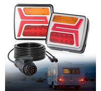 VEVOR 2 Pezzi Luci Quadrate per Rimorchio da 12 V, Luci Posteriori, Freno, Indicatore di direzione, Targa, Kit di Illuminazione per Rimorchio Cablato Impermeabile con Cablaggio, per Barca, Camion