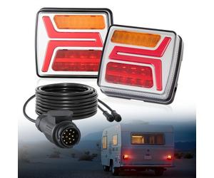 VEVOR 2 Pezzi Luci Quadrate per Rimorchio da 12 V, Luci Posteriori, Freno, Indicatore di direzione, Targa, Kit di Illuminazione per Rimorchio Cablato Impermeabile con Cablaggio, per Barca, Camion
