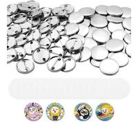 VEVOR 200 Set Componenti per Bottoni da 32 mm con Retro in Metallo, Materiale di Consumo con Gusci Pellicole Fogli di Carta Circolare Bianca, per Eventi Scolastici e Studi Artistici Personalizzazione