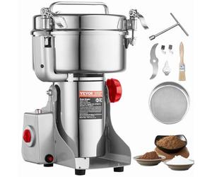 VEVOR 2000g Mulino Elettrico per Cereali, Macina Spezie Commerciale 3400 W, Macchina per Polverizzazione in Acciaio Inossidabile, per Cereali Secchi, Spezie, Caffè, Mais, Pepe, Tipo Oscillante