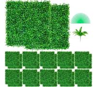 VEVOR 24 Pezzi Artificiale Pannello da Siepe di Bosso, 25,4 x 25,4 cm, Siepi Artificiali, Recinzione Artificiale Bosso, Edera Finta Effetto Realistico Decorazione Plastica Verde, Spessore da 4 cm