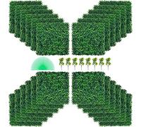 VEVOR 24 Pezzi Artificiali Pannello da Siepe di Bosso, 50,8 x 50,8 cm, Recinzione, Edera Finta Effetto Realistico Decorazione Plastica Verde, Spessore da 4 cm