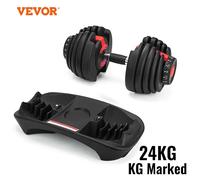 VEVOR 24KG Set di manubri regolabili e supporto per manubri e peso per manubri con base per impugnatura Attrezzature per allenamenti fitness Dumbbell stand