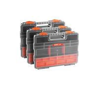VEVOR 3 x Scatola di immagazzinaggio in PP 290 x 230 x 60 mm con 21 scomparti, divisori rimovibili, chiavistello di sicurezza e maniglia portatile per dadi, bulloni, viti e chiodi
