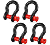 VEVOR Grillo Anello a D 12,7 mm, 4 Pezzi Grilli in Acciaio Legato 8T Resistenza alla Rottura con Perno a Vite da 15,8 mm, Isolatori Rondelle, Grillo per Recupero Veicoli Fuoristrada per Jeep, Nero