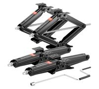 VEVOR 4 Pezzi RV Cric a Forbice, con Manovella, Base, Livella a Bolla d'Aria, Stabilizzatore Livellamento 103-595 mm, Cric Stabilizzatore per Sollevamento Altezza Carico max. 2948 kg