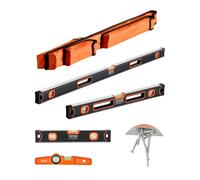 VEVOR 6-Piece Torpedo, 250/400/600/1200 mm,Tutti i Livelli Magnetici Set, Fluorescente Luce Up Bolla Fiale Righello, Lega di Alluminio Magnetico Scatola Livella Strumento Scala Metrica