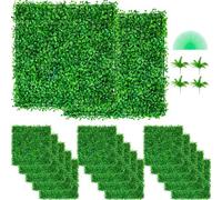 VEVOR 48 Pezzi Artificiale Pannello da Siepe di Bosso, 25,4 x 25,4 cm, Siepi Artificiali, Recinzione Artificiale Bosso, Edera Finta Effetto Realistico Decorazione Plastica Verde, Spessore da 4 cm
