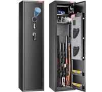 VEVOR 5 Cassaforte per Pistole, Cassaforte per Pistole con Tastiera Digitale e Impronta, Armadietto per Pistole con Armadietto Integrato, Ripiano Rimovibile per Armi Lunghe e Pistole Domestiche