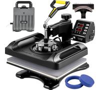 VEVOR 5 in 1 Macchina Digitale Intelligente per Pressa a Caldo, 12 x 15 Pollici 220 V 50 Hz 1000 W Stampa Calda Nera per Applicare Lettere, Numeri e Motivi su Cappellini, Magliette, Tazze, Piatti