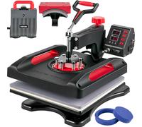 VEVOR 5 in 1 Macchina Digitale Intelligente per Pressa a Caldo 38 x 38 cm Rossa