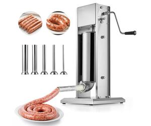 VEVOR 5L Manual Sausage Bagging Machine, Vertical Meat Bagging Machine, Dual Speed, Heavy Duty Stainless Steel with 5 Tubes of Bagging for Commercial and Home Use