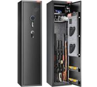 VEVOR 6 Cassaforte per Pistole, Cassaforte per Pistole Blocco Impronta Digitale e Tastiera Digitale, Armadietto per Fucili, Ripiano Rimovibile per Armi Lunghe e Pistole Domestiche