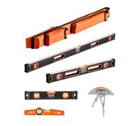 VEVOR 6-Piece Torpedo, 250/400/600/1200 mm,Tutti i Livelli Magnetici Set, Fluorescente Luce Up Bolla Fiale Righello, Lega di Alluminio Magnetico Scatola Livella Strumento Scala Metrica