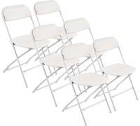 VEVOR Set di 6 Sedie Pieghevoli in Plastica con Struttura in Metallo Resistente, Sedie da Tavolo Portatili Impilabili per Interni ed Esterni, Sgabello in Metallo Pieghevole per Casa, Cortile, Bianco