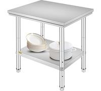 VEVOR 60 x 76 x 80cm Piano di Lavoro per Cucina Professionale Acciaio Inox, Tavolo da Lavoro da Cucina Piano di Lavoro Inox, Tavolo da Lavoro per Cucina Professionale in Acciaio Inox con Baclsplash