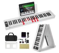 VEVOR 61 Tasti Tastiera Pieghevole Pianoforte Portatile Bluetooth MIDI Bianco