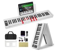 VEVOR 61 Tasti Tastiera Pieghevole Pianoforte Portatile Bluetooth MIDI Bianco
