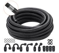 VEVOR 6AN Kit Tubo Carburante, Kit Tubo Carburante da 20 FT, Kit Raccordi Estremità Tubo Carburante in Nylon da 0,34" in Acciaio Inox per Olio/Gas/Diesel, con Kit Adattatore Raccordo 12 Pezzi, Nero