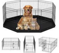 VEVOR Box per Cani Recinto per Cuccioli Coniglio Gatti Taglia Piccola e Media 8 Pannelli Pieghevoli Metallici 609,6x609,6 mm Uso Esterno Interno, Recinto di Gioco per Animali Domestici con Tappetino