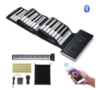 VEVOR 88 Tasti Tastiera Pianoforte Arrotolabile, 128 Ritmi 128 Toni Portatile Digitale a Mano con Batteria Ricaricabile Altoparlante 2 W Display LED 5 Porte Funzione MIDI, Bambini Principianti Adulti