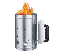 VEVOR Accenditore di Carbone Camino di Carbonella capacità da 1,8 kg, Accenditore in Acciaio per Griglie a Carbone Barbecue Portatile, Strumento per Grigliare, Argento