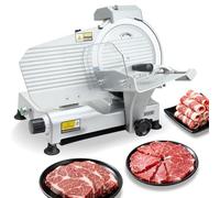 VEVOR Affettatrice Elettrica per Carne Commerciale da 320 W con Lama da 25 cm, Affettatrice con Spessore Regolabile da 0 a 10 mm, per Carne Congelata, Prosciutto, Bistecca di Prima Qualità