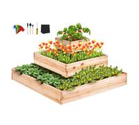 VEVOR Aiuola da Giardino Rialzata, Fioriera in Legno da 3,7 x 3,7 x 1,7 Piedi, Scatole per Piante da Esterno con Base Aperta, per Coltivare Fiori/Verdure/Erbe in Cortile/Giardino/Patio/Balcone