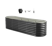 VEVOR Letto da Giardino Rialzato in Metallo, Fioriera Zincata per Esterni, con Fondo Aperto, Letto Rialzato Ovale per Giardinaggio di Verdure, Fiori, Piante Grasse, Grigio Scuro 2400 x 600 x 560 mm