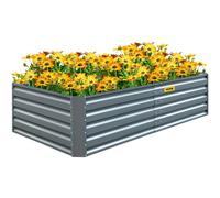 VEVOR Aiuola Rialzata Zincata Fioriera in Metallo da 203 x 102 x 48 cm Kit per Aiuola Rialzata in Acciaio Grigio, Fioriere da Esterno per Coltivare Verdure Fiori Frutta Erbe Aromatiche Piante