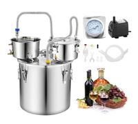 VEVOR Alambicco per Alcol Distillatore 30 L con Fusto Termometro per Grappa, Distillatore per Alcol in Acciaio Inox, Kit per Produzione Vino Whisky Uso Domestico, Temperatura 0℃ a 200℃, Fai da Te