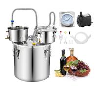 VEVOR Alambicco per Alcol Distillatore 30 L con Fusto Termometro per Grappa, Distillatore per Alcol in Acciaio Inox, Kit per Produzione Vino Whisky Uso Domestico, Temperatura 0℃ a 200℃, Fai da te