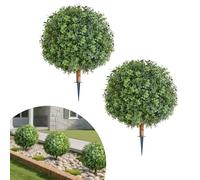 VEVOR Alberi di Bosso Artificiali con Picchetto da Terra, 2 Set da 559 mm, Arbusti e Cespugli Finti, Piante in Vaso, Finti Alberi di Seta dall'Aspetto Reale per Decorazioni, Portici Anteriori