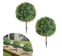 VEVOR Alberi di Bosso Artificiali con Picchetto da Terra Set di 2 pz da 686 mm di Arbusti e Cespugli Finti, Aspetto Reale per Decorazioni Portici Anteriori Esterni, Interni, Patio, Giardino