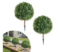 VEVOR Alberi di Bosso Artificiali con Picchetto da Terra Set di 2 pz da 686 mm di Arbusti e Cespugli Finti, Aspetto Reale per Decorazioni Portici Anteriori Esterni, Interni, Patio, Giardino