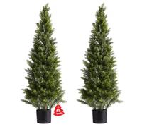 VEVOR Alberi di Cedro Artificiali Topiari, 2 Set da 1219 mm, Arbusti di Pino Finto, Piante Finte di Seta dall'Aspetto Reale, Facile da Montare per Decorare Portico Anteriore, Patio Esterno, Giardino
