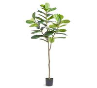 VEVOR Albero Artificiale, 185 cm Pianta Finta Realistica Foglie di Fico Grande, Materiale PE di Alta Qualità e Protezione Antiribaltamento, con Vaso Φ170 x 145 mm, Decorazione per Interni ed Esterni