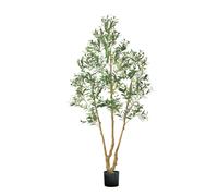 VEVOR Albero Artificiale Interno 2134 mm Albero di Ulivo Artificiale Vaso Nero