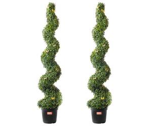 VEVOR Albero di Bosso Artificiale Topiario, 152,4 cm Altezza, 2 Pezzi, Alberi di Bosso Finti a Spirale, Pianta Artificiale Verde con Foglie, Vaso, Decorazione, Set Verde Protezione UV Arredamento
