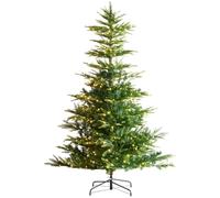 VEVOR Albero di Natale, Albero Natale Artificiale Preilluminato 1,98 m, Albero con Decorazioni Natalizie Complete con 350 Luci LED Bianche Calde, 900 Punte di Rami, Base in Metallo per Decorazioni
